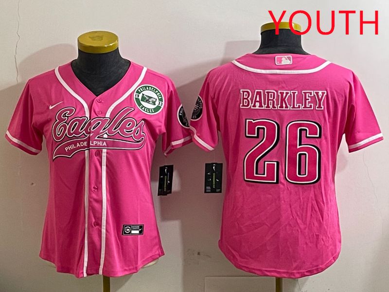 Youth Philadelphia Eagles #26 Barkley Pink Jointly Name 2025 Nike Limited NFL Jersey style 6->ncaa teams->NCAA Jersey
